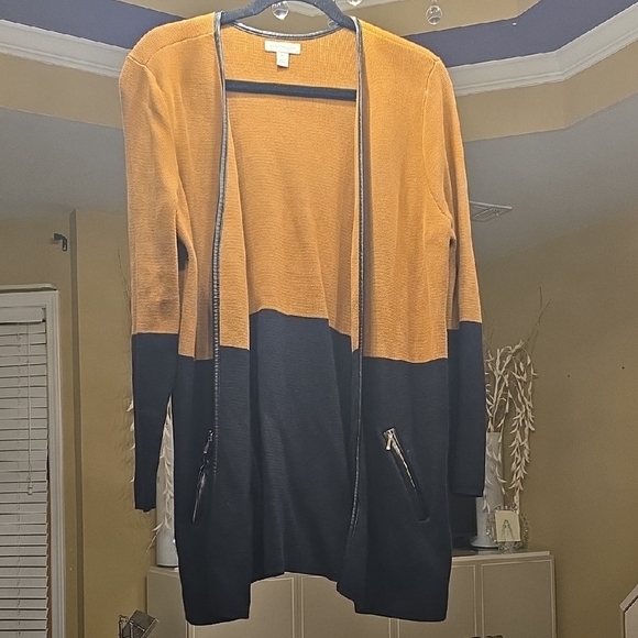 Charter Club Tan and Black Open Front Cardigan - Picture 1 of 11